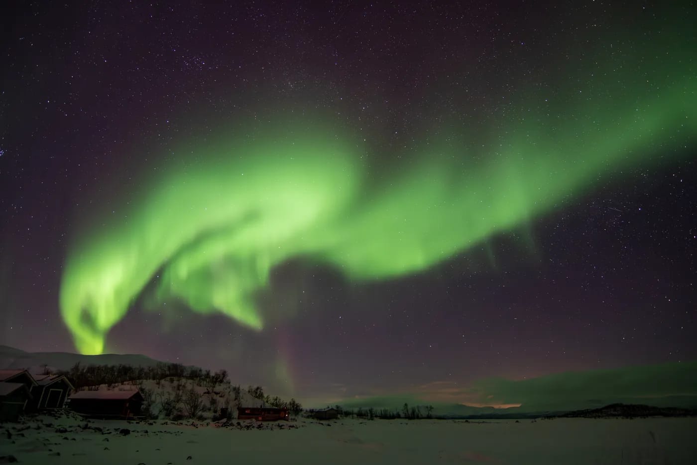 Revontulet Abiskon kansallispuiston yllä