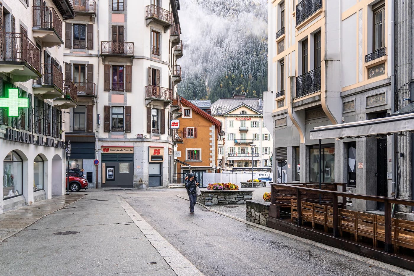 Chamonix'n keskusta talvella