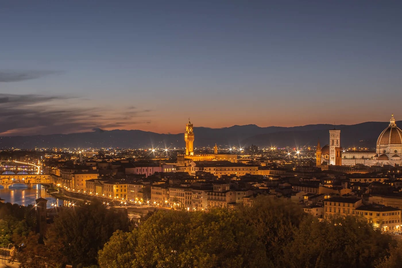 Firenzen siluetti auringonlaskussa