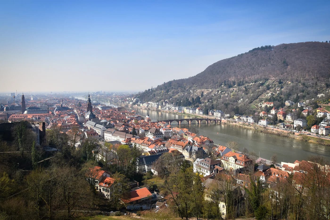 Ilmakuva Heidelbergista ja Neckar-joesta