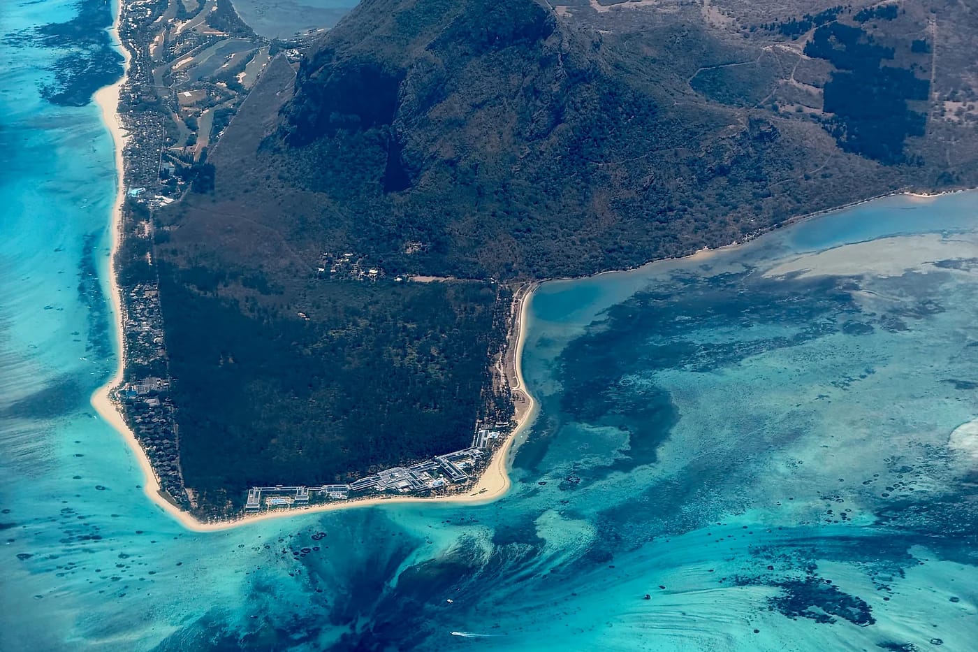 Ilmakuva Le Morne Brabantin niemestä Mauritiuksella