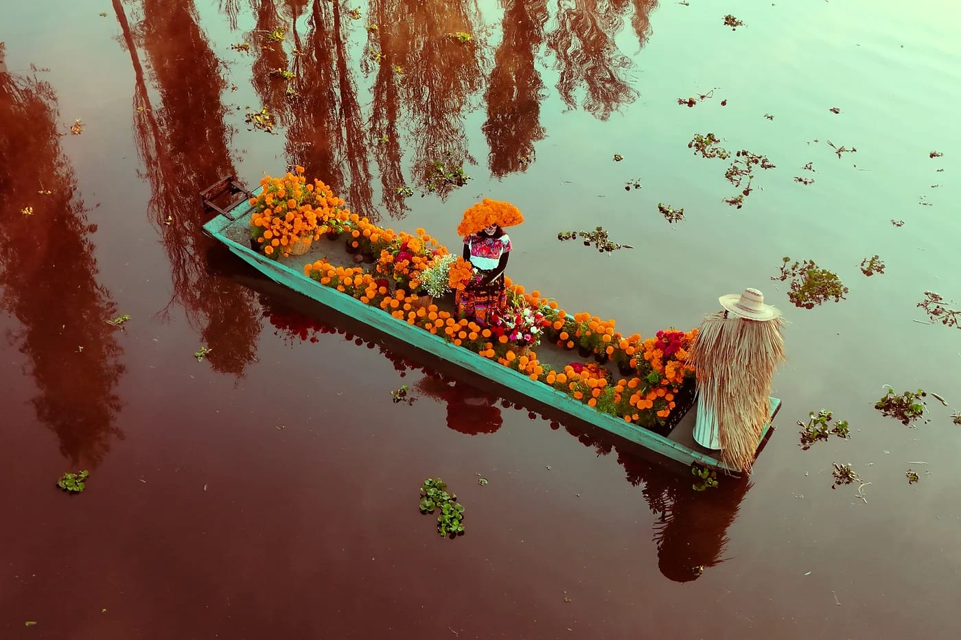 Kukin koristeltu trajinera Xochimilcossa