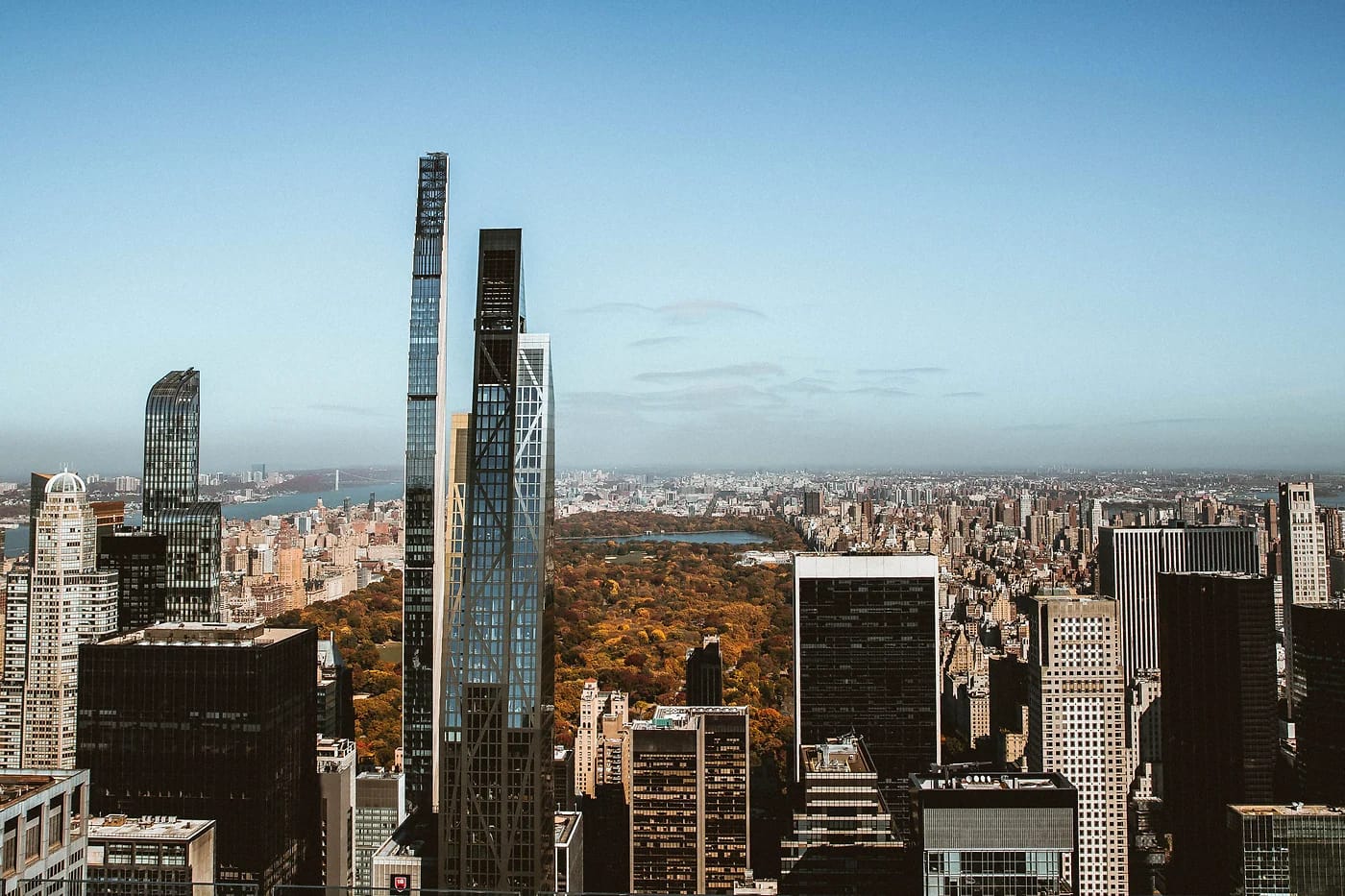 Ilmakuva Central Parkista ja New Yorkin pilvenpiirtäjistä