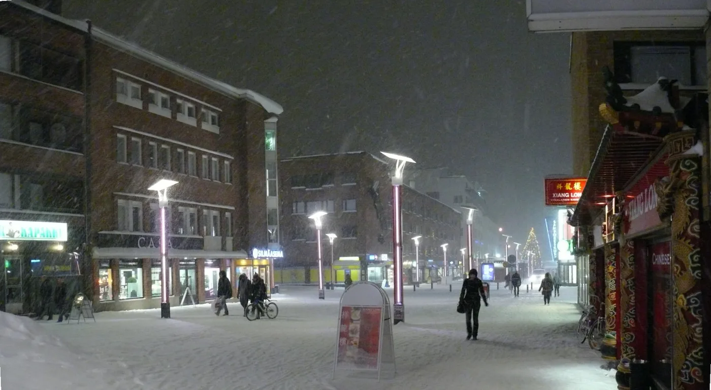 Rovaniemen keskusta talvella
