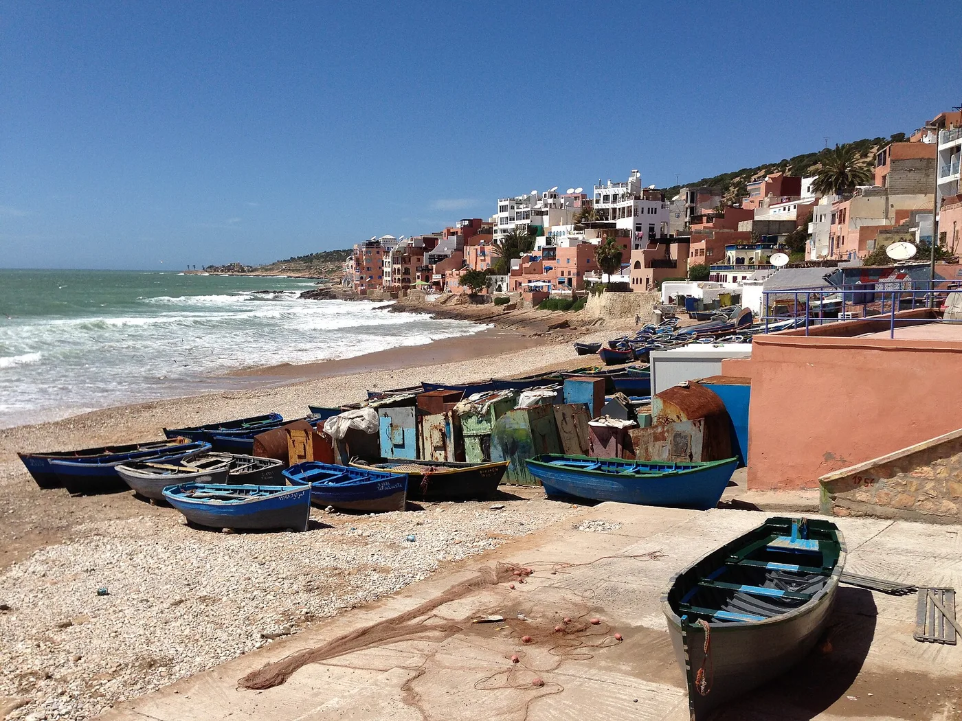 Kalastajaveneet Taghazoutin rannalla